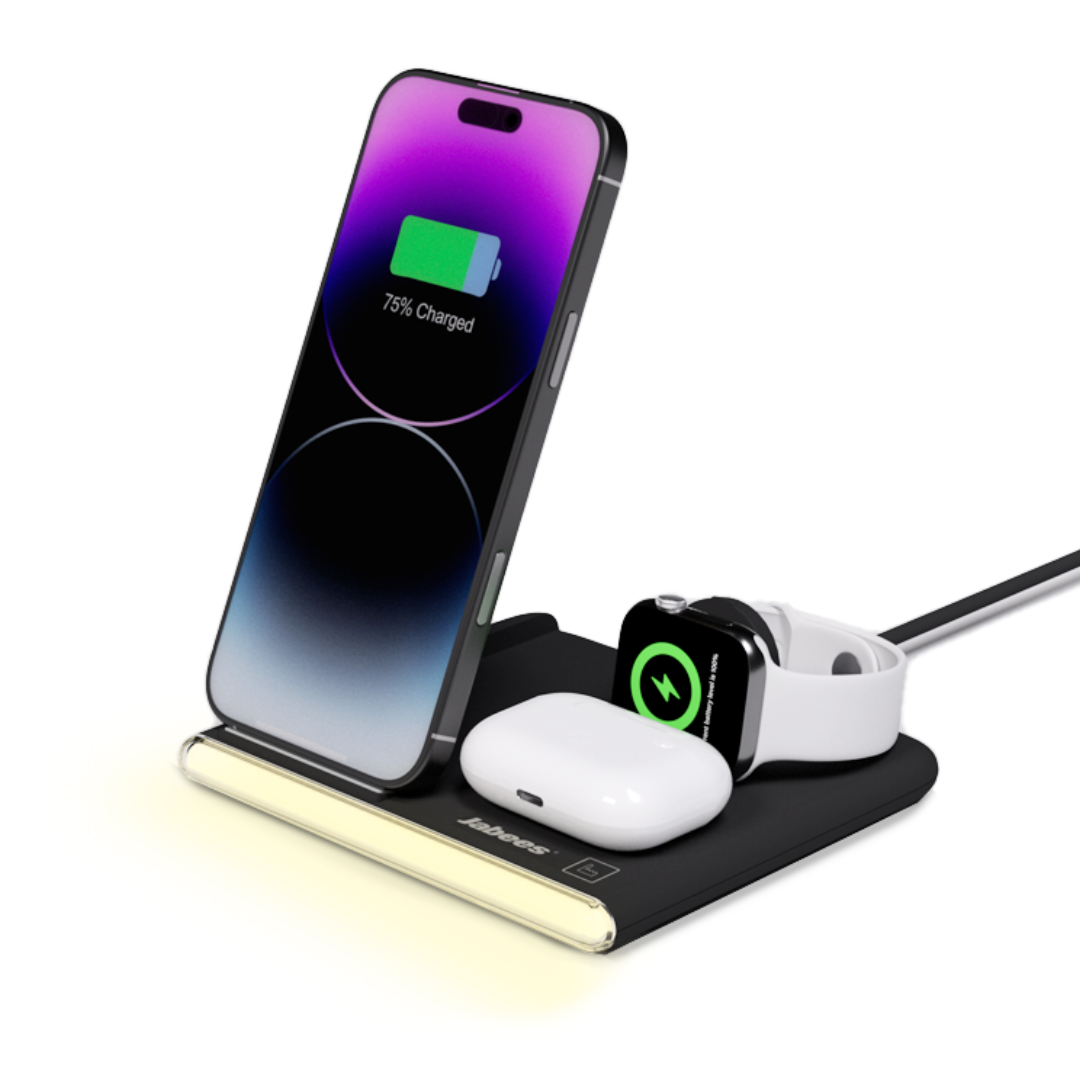 PowerGlow - Jabees PowerGlow 4-In-1 Foldable Wireless Charging Station with LED Night Light-5