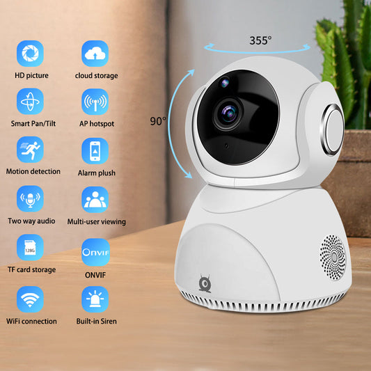 Cámara de Seguridad Inalámbrica 360° Full HD 1080P con Visión Nocturna, Audio Bidireccional y Detección de Movimiento | Cámara PTZ WiFi Inteligente para Hogar u Oficina-0