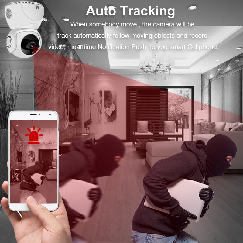 Cámara de Seguridad Inalámbrica 360° Full HD 1080P con Visión Nocturna, Audio Bidireccional y Detección de Movimiento | Cámara PTZ WiFi Inteligente para Hogar u Oficina-2